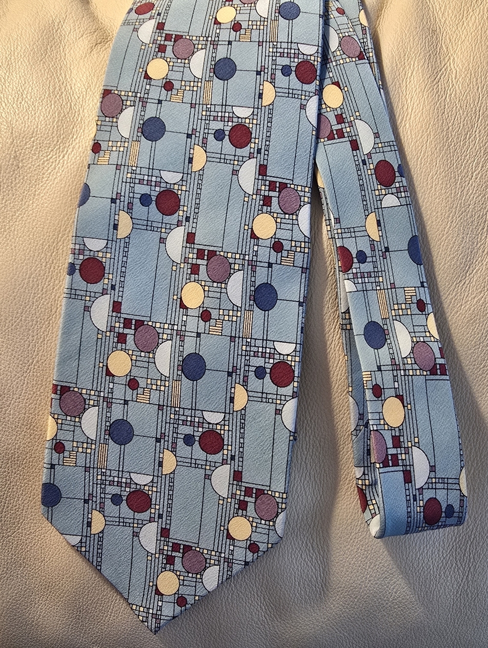 Frank Lloyd Wright Collection Blue Confetti Window Design Men's Silk Necktie